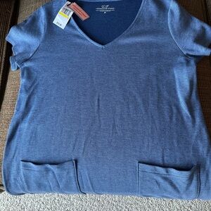 Vineyard Vines Blue Deep V-Neck Top